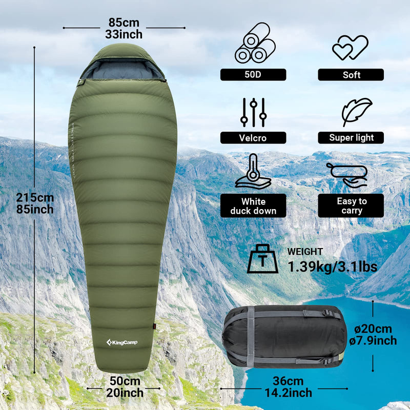 Cargue la imagen en el visor de la galería, Saco de dormir KingCamp PROTECTOR 600 Plumón - Momia