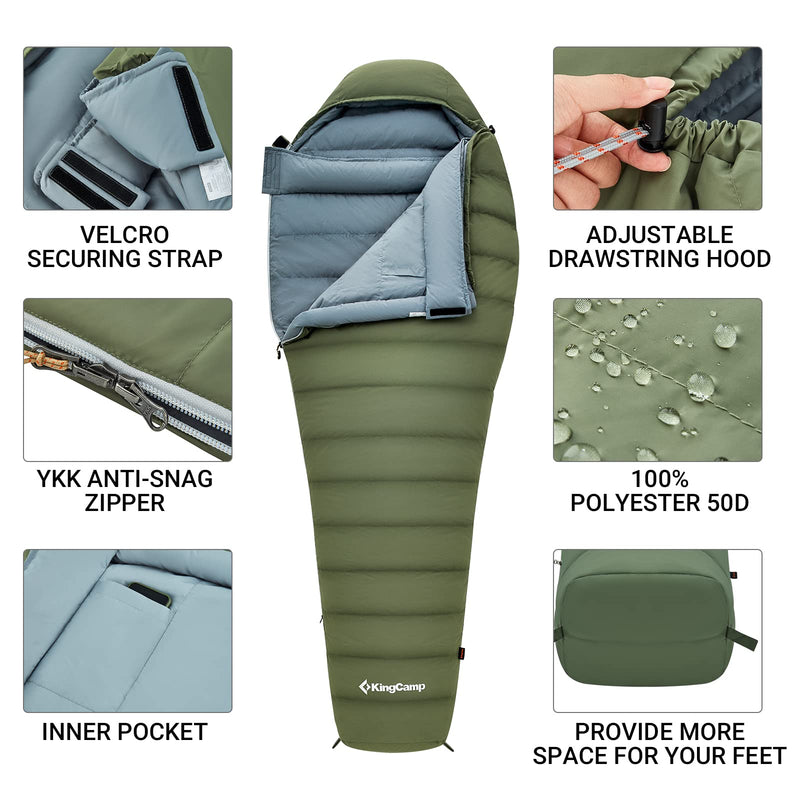 Cargue la imagen en el visor de la galería, Saco de dormir KingCamp PROTECTOR 600 Plumón - Momia