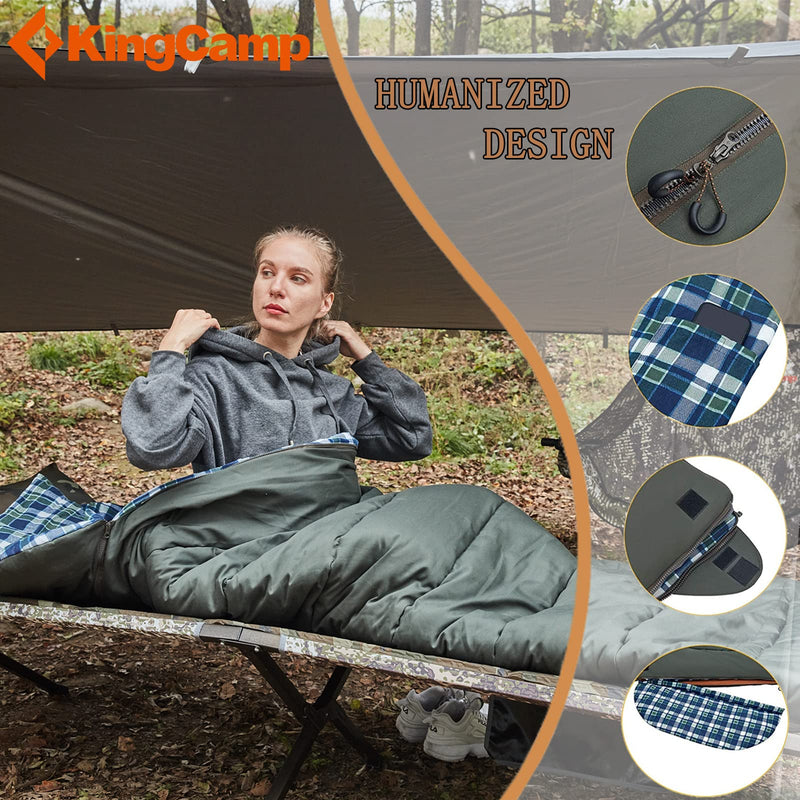 Load image into Gallery viewer, KingCamp FOREST PLUS 500 3 in 1 Flannel Sleeping Bag