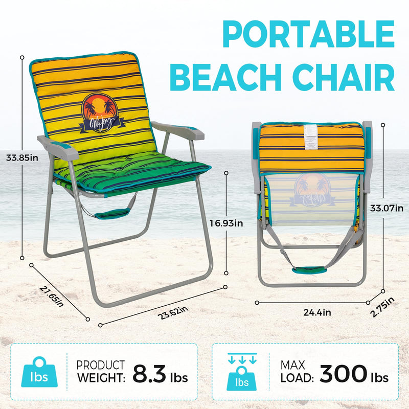 Load image into Gallery viewer, WEJOY High Back Beach Chair with Removeable Padded Cushion