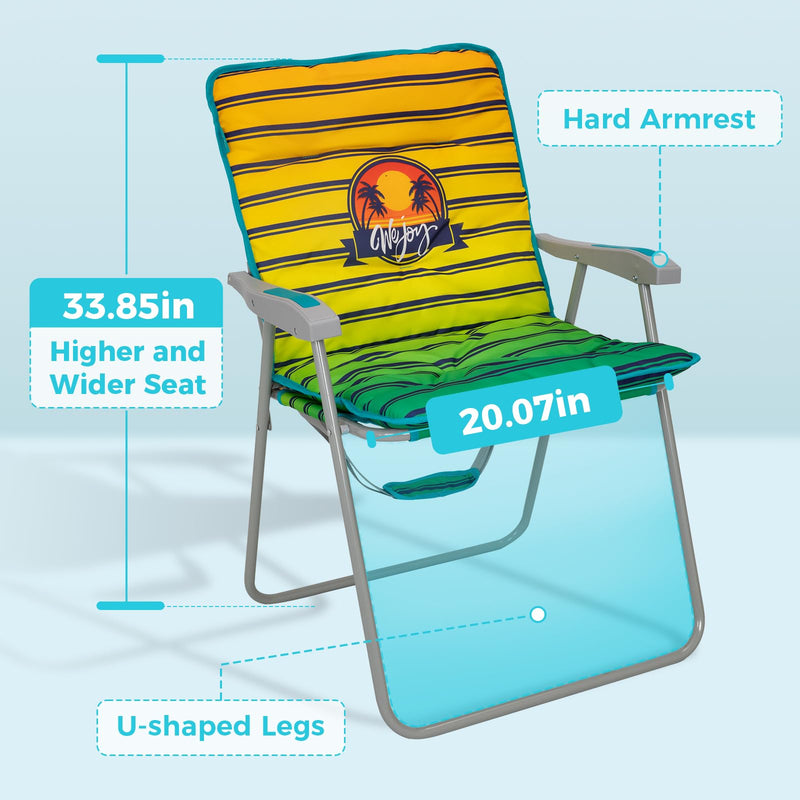 Load image into Gallery viewer, WEJOY High Back Beach Chair with Removeable Padded Cushion