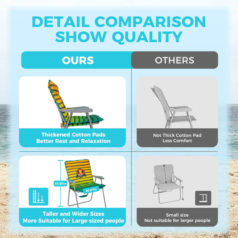 Load image into Gallery viewer, WEJOY High Back Beach Chair with Removeable Padded Cushion