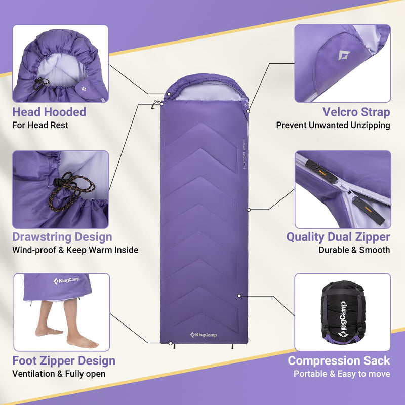 Load image into Gallery viewer, KingCamp HURON 250 Sleeping Bag-Envelope With Hood