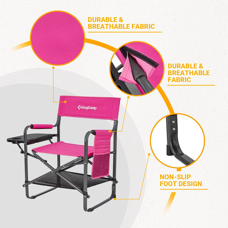 Cargue la imagen en el visor de la galería, KingCamp Camping Directors Chairs with Side Table and Storage Pockets