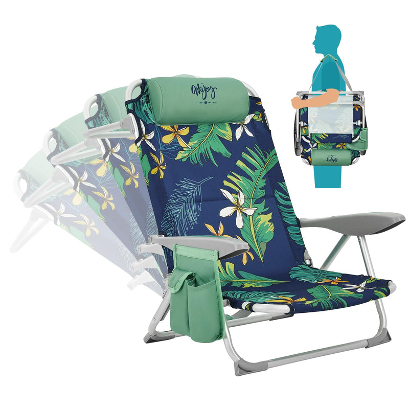 Load image into Gallery viewer, WEJOY Adjustable Beach Chair with Cup Holder and Padded Headrest