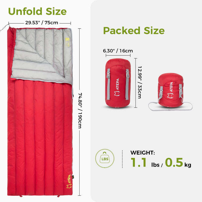 Load image into Gallery viewer, ATEPA Ultralight Down Sleeping Bag Filling 300g White Duck Down