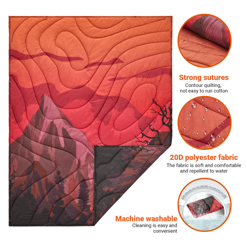 Cargue la imagen en el visor de la galería, Manta de camping ultraligera con estampado y botón a presión KingCamp