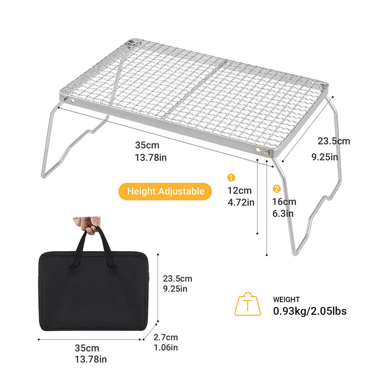 Load image into Gallery viewer, YETO POR-TABLE Campfire Grill Folding Stainless Steel Small Grilled Mesh Table