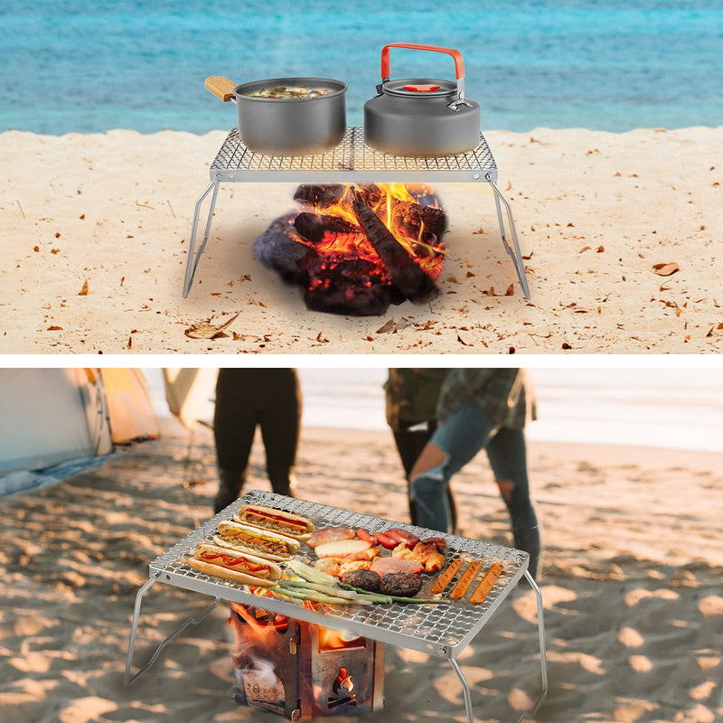 Load image into Gallery viewer, YETO POR-TABLE Campfire Grill Folding Stainless Steel Small Grilled Mesh Table