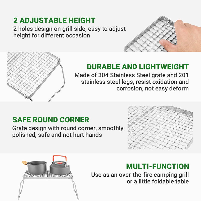 Load image into Gallery viewer, YETO POR-TABLE Campfire Grill Folding Stainless Steel Small Grilled Mesh Table