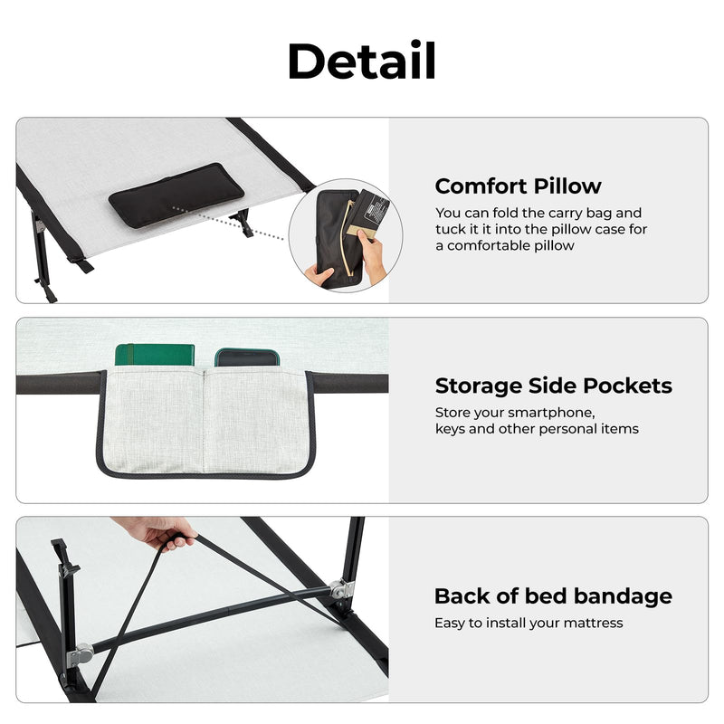 Load image into Gallery viewer, KingCamp DELUXE 80" Extra Long Portable Folding Cot