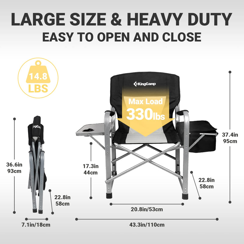 Load image into Gallery viewer, KingCamp Camping Directors Chair with Cooler Bag and Side Table