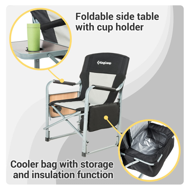 Load image into Gallery viewer, KingCamp Camping Directors Chair with Cooler Bag and Side Table