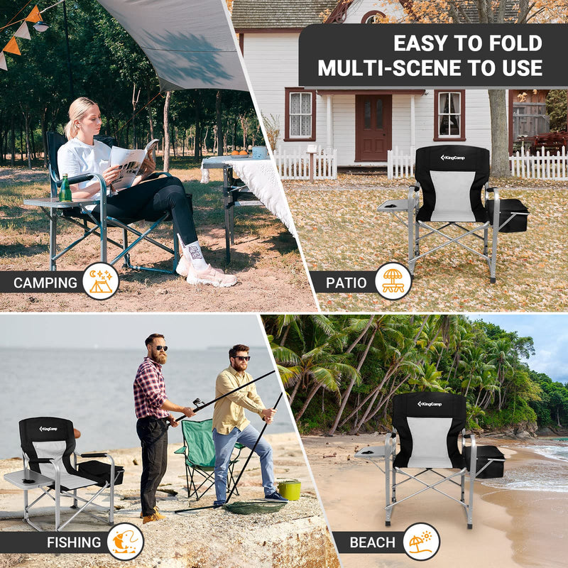 Load image into Gallery viewer, KingCamp Camping Directors Chair with Cooler Bag and Side Table