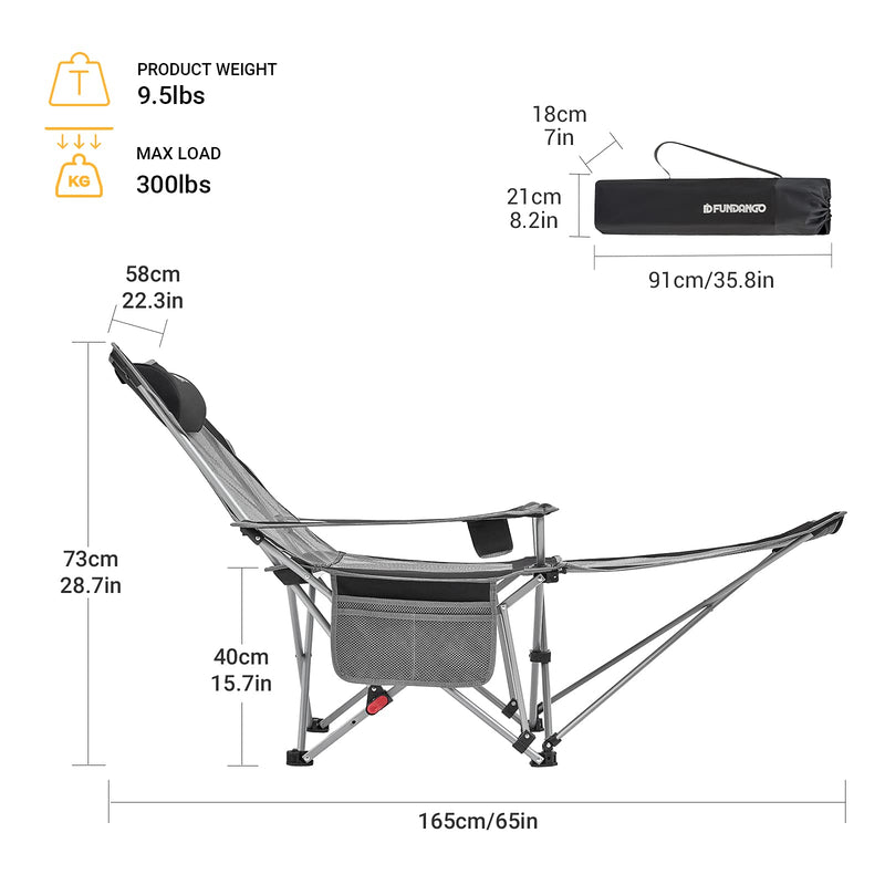 Load image into Gallery viewer, FUNDANGO Folding Chair Lounge Chair with Foot Rest