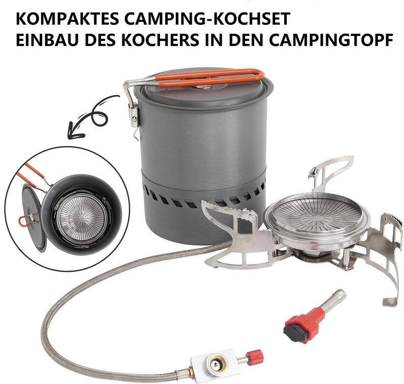 Load image into Gallery viewer, BULIN Camping Cooking Pot with Heat Exchanger 1.5L & Burner Camping Gas Stove