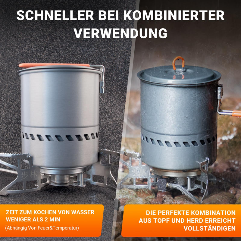 Load image into Gallery viewer, BULIN Camping Cooking Pot with Heat Exchanger 1.5L & Burner Camping Gas Stove