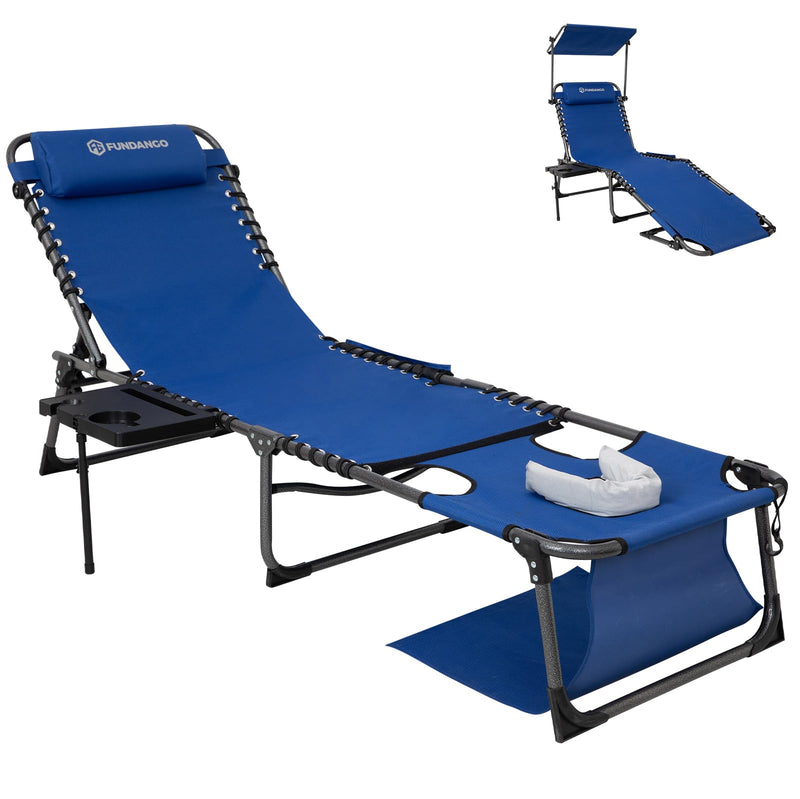 Load image into Gallery viewer, FUNDANGO 4-in-1 Adjustable Tanning Lounge Chair for Pool, Beach, Patio Blue