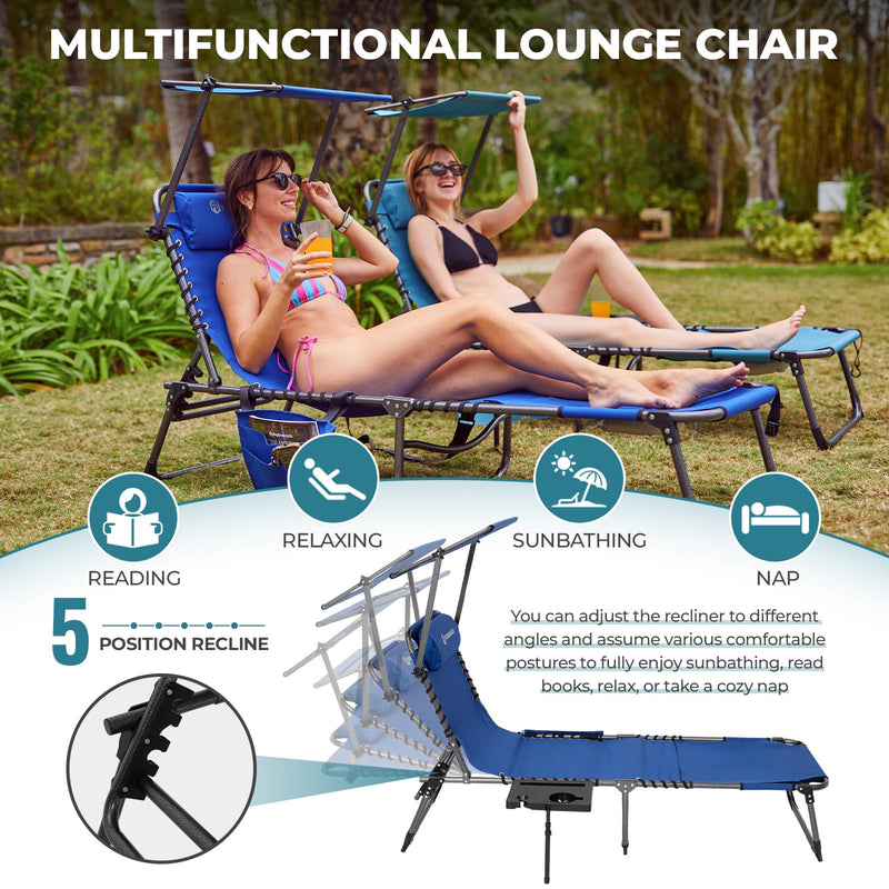 Load image into Gallery viewer, FUNDANGO 5 Position Adjustable Recline Tanning Lounge Chair
