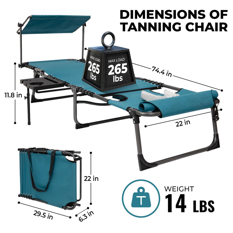 Load image into Gallery viewer, FUNDANGO 5 Position Adjustable Recline Tanning Lounge Chair