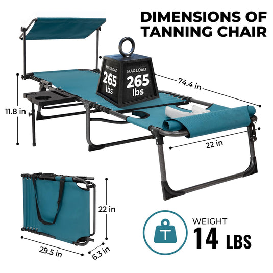 FUNDANGO 5 Position Adjustable Recline Tanning Lounge Chair