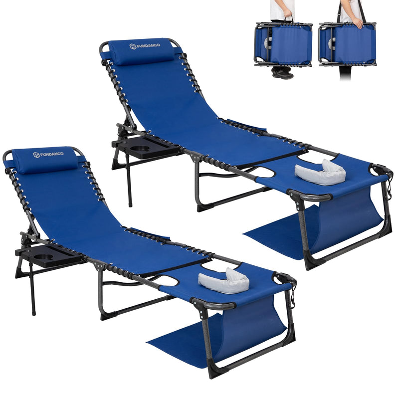 Load image into Gallery viewer, FUNDANGO 4-in-1 Adjustable Tanning Lounge Chair for Pool, Beach, Patio Blue