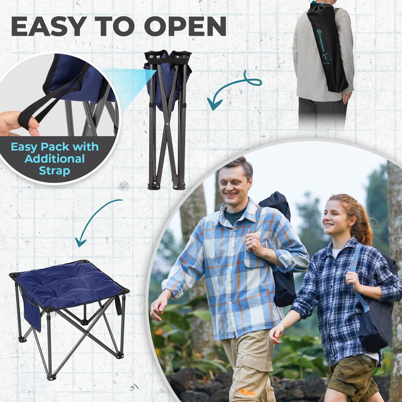 Load image into Gallery viewer, FUNDANGO Oversized Camping Stool – 18.1" Wide Padded Seat, 400lb Capacity, Portable Foldable Stool for Fishing, Travel & Outdoor