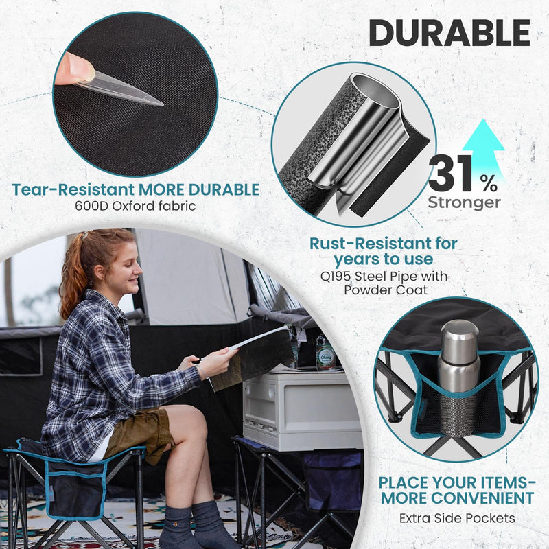 Load image into Gallery viewer, FUNDANGO Oversized Camping Stool – 18.1" Wide Padded Seat, 400lb Capacity, Portable Foldable Stool for Fishing, Travel & Outdoor