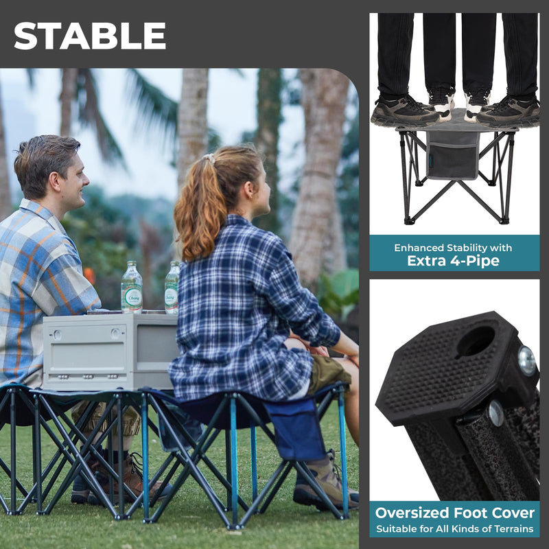 Load image into Gallery viewer, FUNDANGO Oversized Camping Stool – 18.1" Wide Padded Seat, 400lb Capacity, Portable Foldable Stool for Fishing, Travel & Outdoor