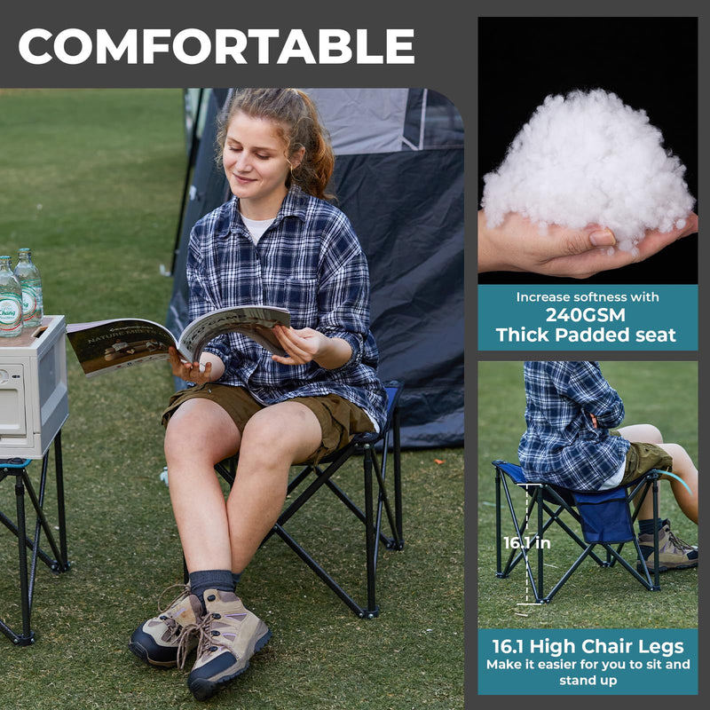 Load image into Gallery viewer, FUNDANGO Oversized Camping Stool – 18.1" Wide Padded Seat, 400lb Capacity, Portable Foldable Stool for Fishing, Travel & Outdoor