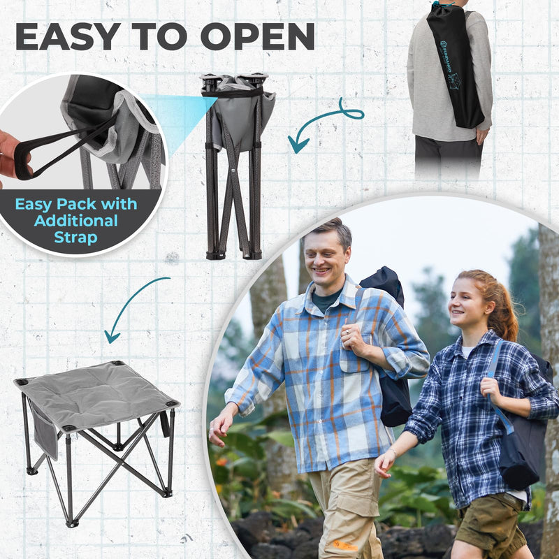 Load image into Gallery viewer, FUNDANGO Oversized Camping Stool – 18.1" Wide Padded Seat, 400lb Capacity, Portable Foldable Stool for Fishing, Travel & Outdoor