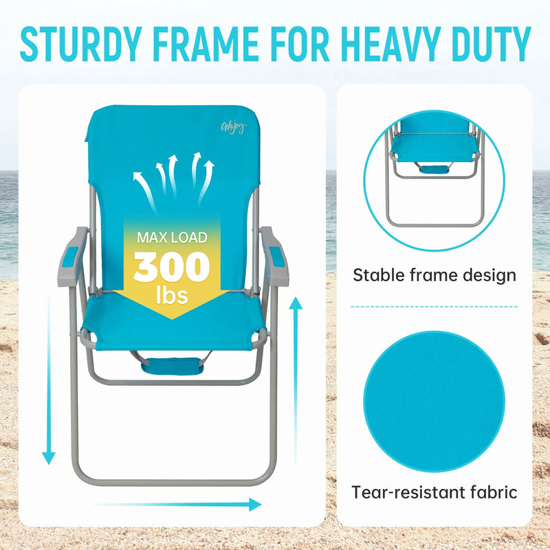 Cargue la imagen en el visor de la galería, WEJOY High Back Beach Chairs with Hard Armrest