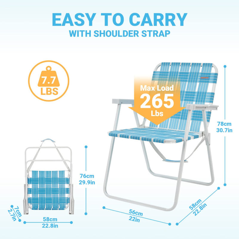 Cargue la imagen en el visor de la galería, WEJOY Beach Chair - Foldable and Portable Lawn Chair Easy to Carry