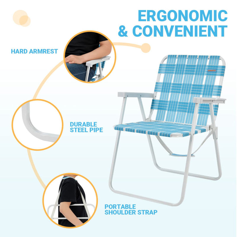 Cargue la imagen en el visor de la galería, WEJOY Beach Chair - Foldable and Portable Lawn Chair with Hard Armrest