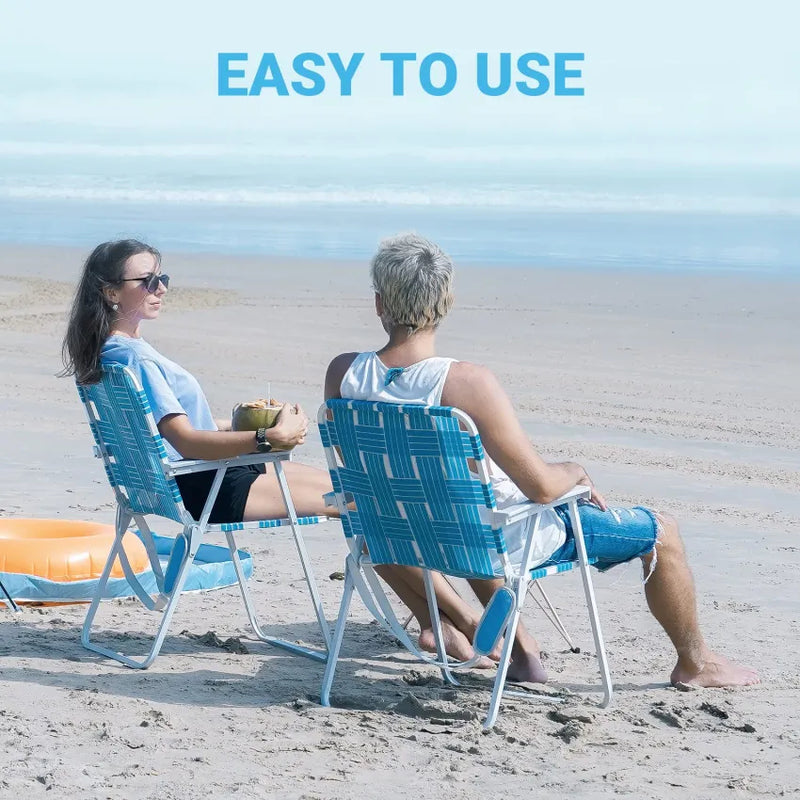 Cargue la imagen en el visor de la galería, WEJOY Beach Chair - Foldable and Portable Lawn Chair with Hard Armrest