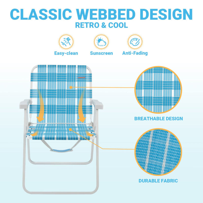 Cargue la imagen en el visor de la galería, WEJOY Beach Chair - Foldable and Portable Lawn Chair with Hard Armrest