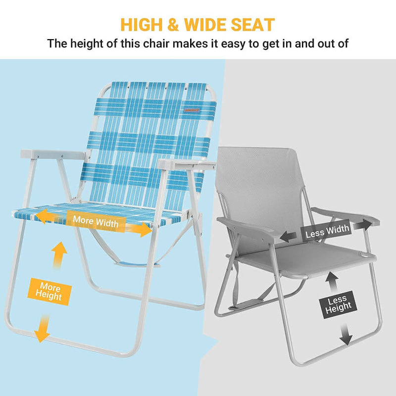 Cargue la imagen en el visor de la galería, WEJOY Beach Chair - Foldable and Portable Lawn Chair with Hard Armrest