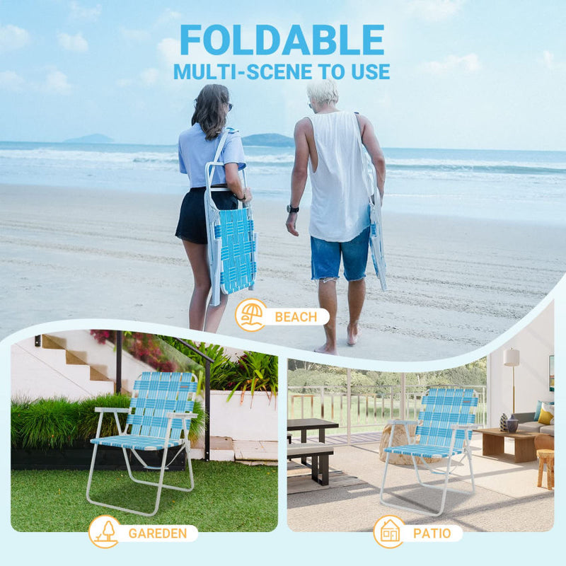 Cargue la imagen en el visor de la galería, WEJOY Beach Chair - Foldable and Portable Lawn Chair with Hard Armrest