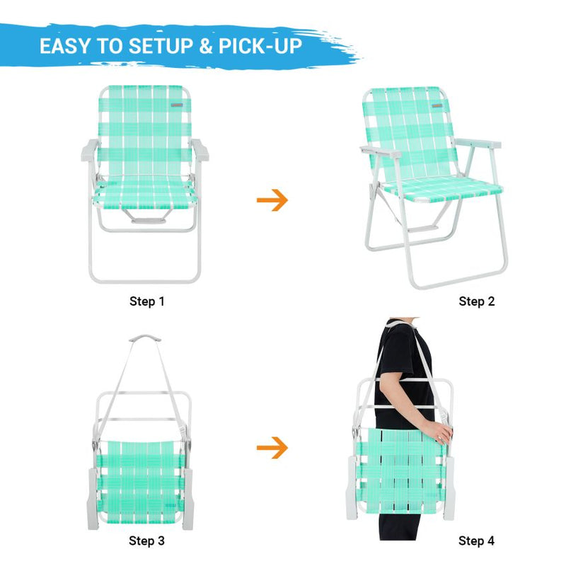Cargue la imagen en el visor de la galería, WEJOY Lightweight Lawn Chair with Hard Armrest Easy to Setup and Pick Up