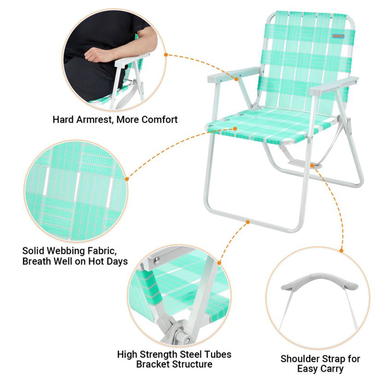 Cargue la imagen en el visor de la galería, WEJOY Lightweight Lawn Chair with Hard Armrest Waterproof