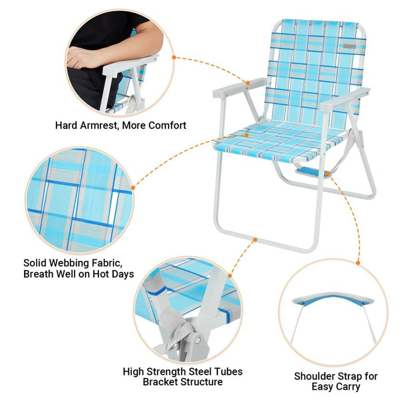 Cargue la imagen en el visor de la galería, WEJOY Lightweight Lawn Chair with Hard Armrest Waterproof