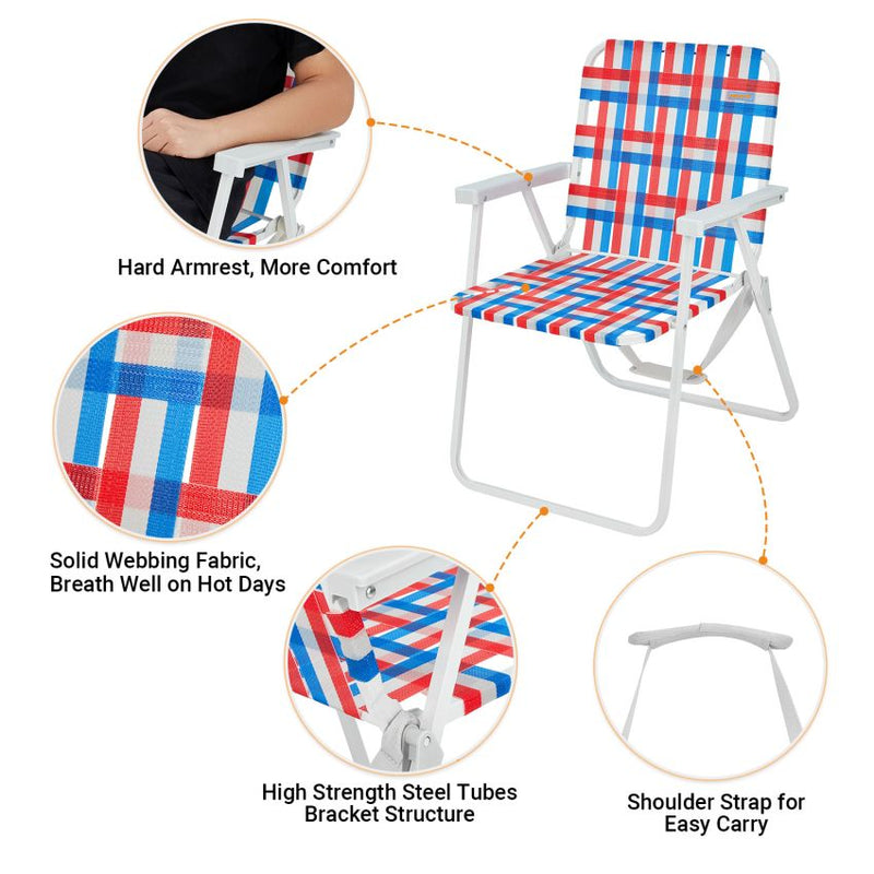 Cargue la imagen en el visor de la galería, WEJOY Beach Chair - Foldable and Portable Lawn Chair with Hard Armrest