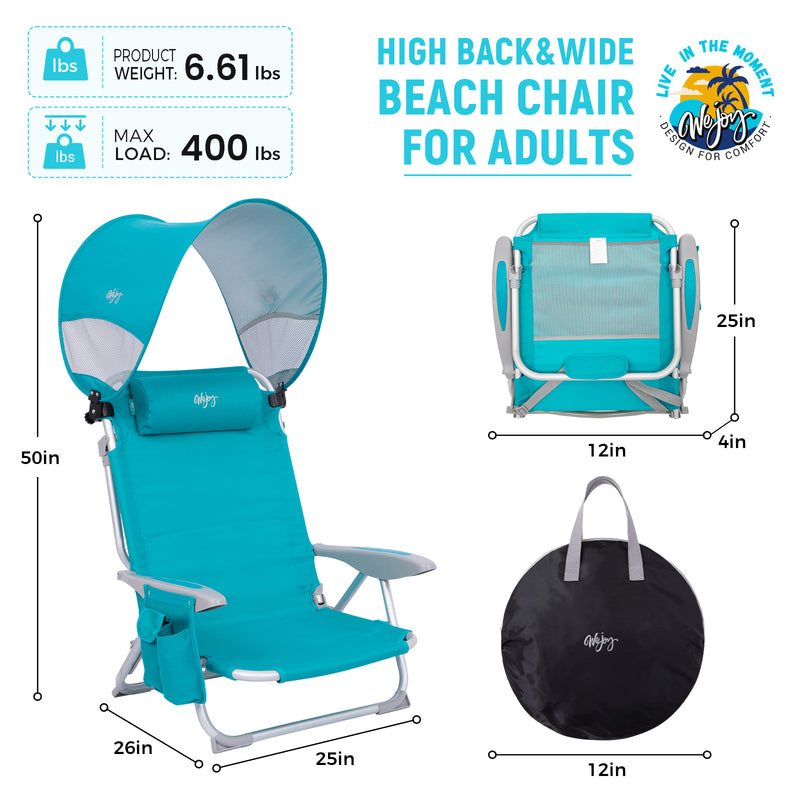 Load image into Gallery viewer, WEJOY 4-Position Beach Chair with Adjustable Canopy Shade
