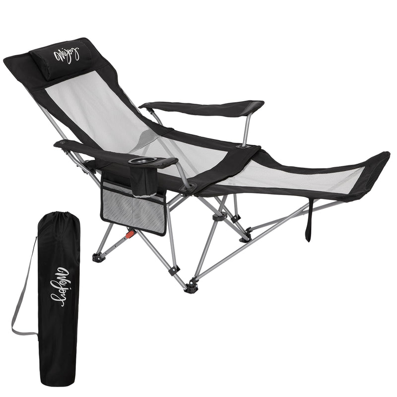 Load image into Gallery viewer, WEJOY 4-Position Reclining Camp Chair Black