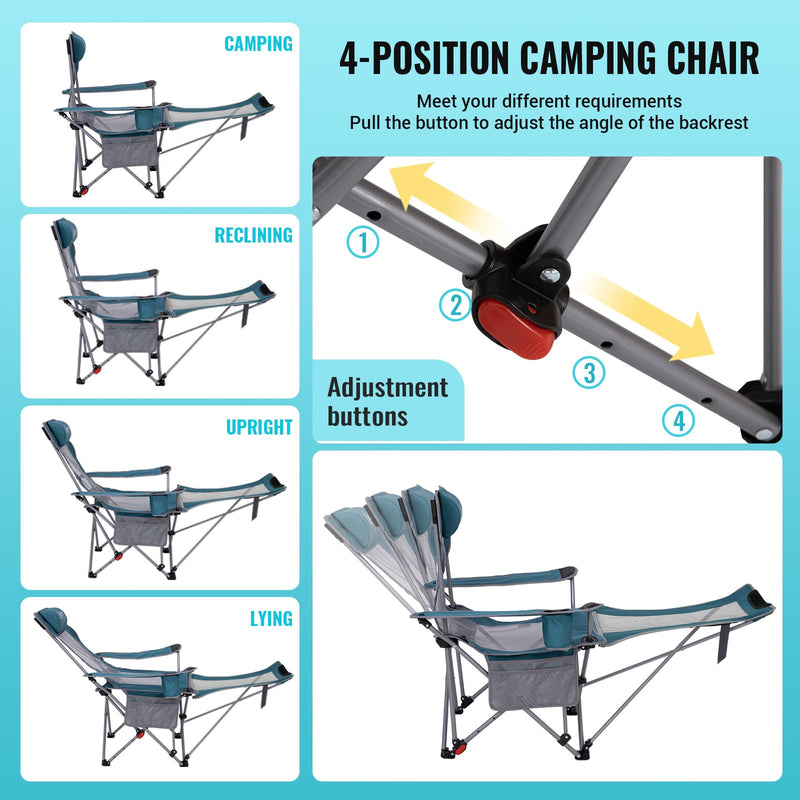 Load image into Gallery viewer, WEJOY 4-Position Reclining Camp Chair