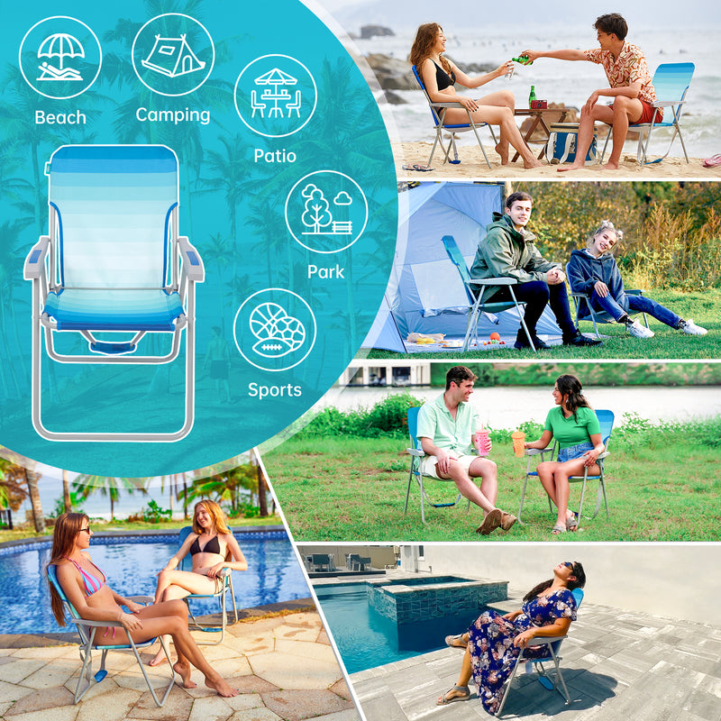 Load image into Gallery viewer, WEJOY AQUAL B10 Folding Beach Chair Lightweight Outdoor Lawn Chair with High Back, 300lb Capacity, Diamond Ripstop Fabric & Shoulder Strap for Camping, Tailgating & Picnics
