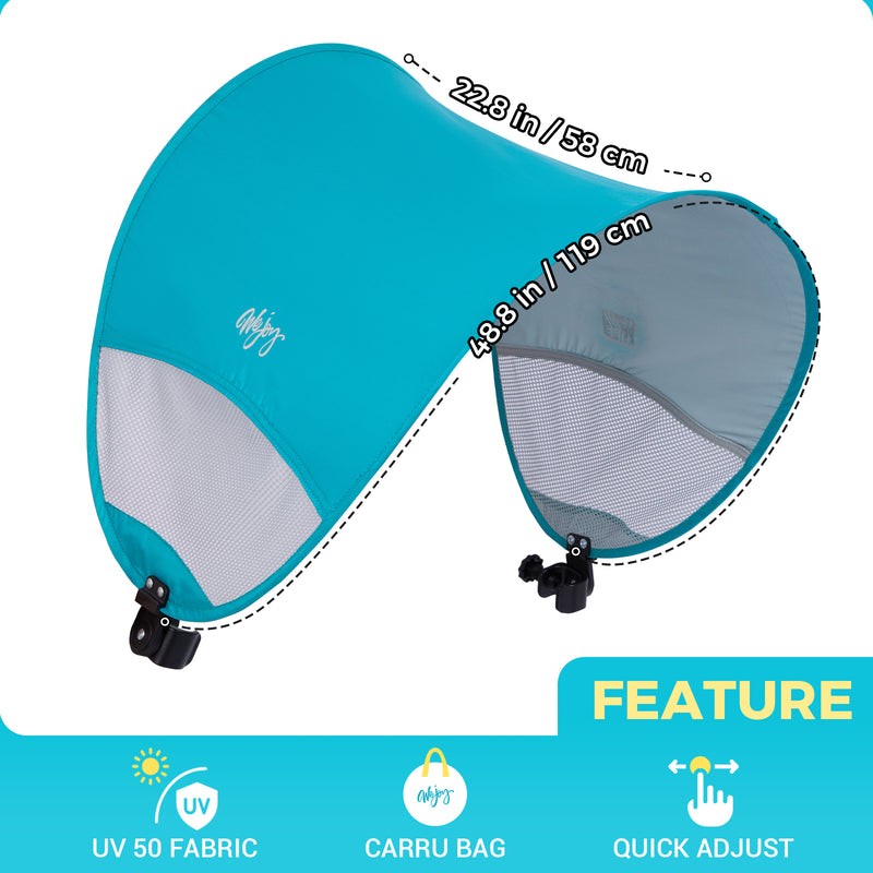 Load image into Gallery viewer, WEJOY Adjustable Canopy Sun Shade Accessory | Universal Clip-On UPF50+ Portable Sunshade for Beach Chairs, Camping Chairs, Lounge Chairs & Wheelchairs