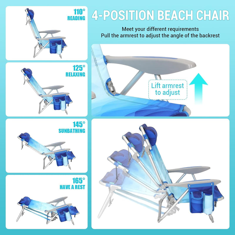 Load image into Gallery viewer, WEJOY Folding Beach Chair for Adults – 4-Position Adjustable