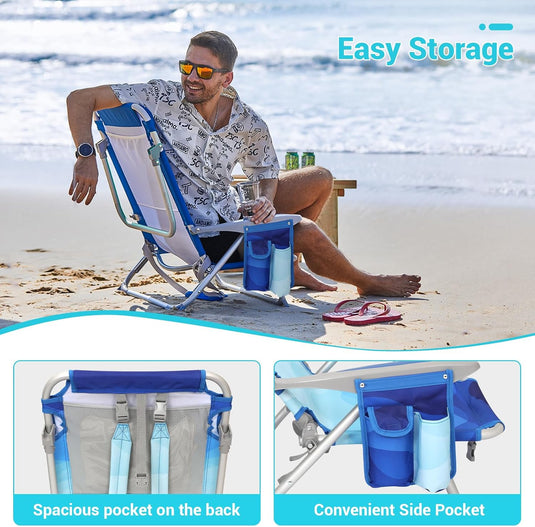 WEJOY Folding Beach Chair for Adults – 4-Position Adjustable