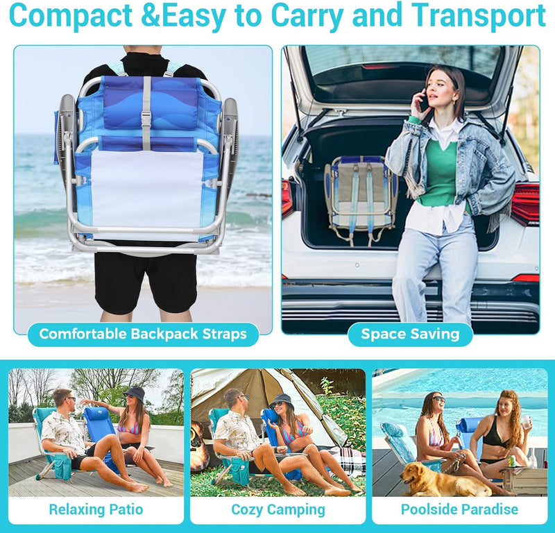 Load image into Gallery viewer, WEJOY Folding Beach Chair for Adults – 4-Position Adjustable